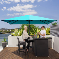 Costway 10'x13' Patio Offset Cantilever Umbrella Aluminum 360° Rotation Tilt Turquoise