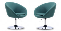 Hopper Modern Upholstered Swivel Lounge Chair in Teal - Set of 2 Accent Chair 