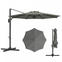 Outsunny 10' Offset Patio Umbrella 360° Rotation Cantilever Umbrella, Grey