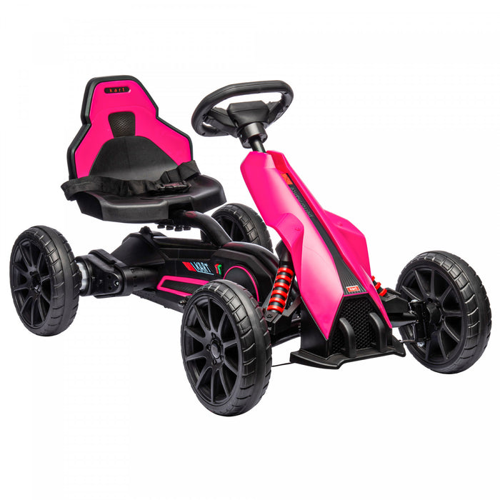 Aosom Electric Powered Ride-On Go Kart, 12v Outdoor Racer Car For Kids, With Forward Backward, Adjustable Speed, Ages 3-8 Years Old, Pink