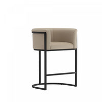 Cosmopolitan Mid-Century Modern Metal Upholstered Counter Stool in Greige