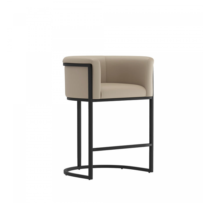 Cosmopolitan Mid-Century Modern Metal Upholstered Counter Stool in Greige