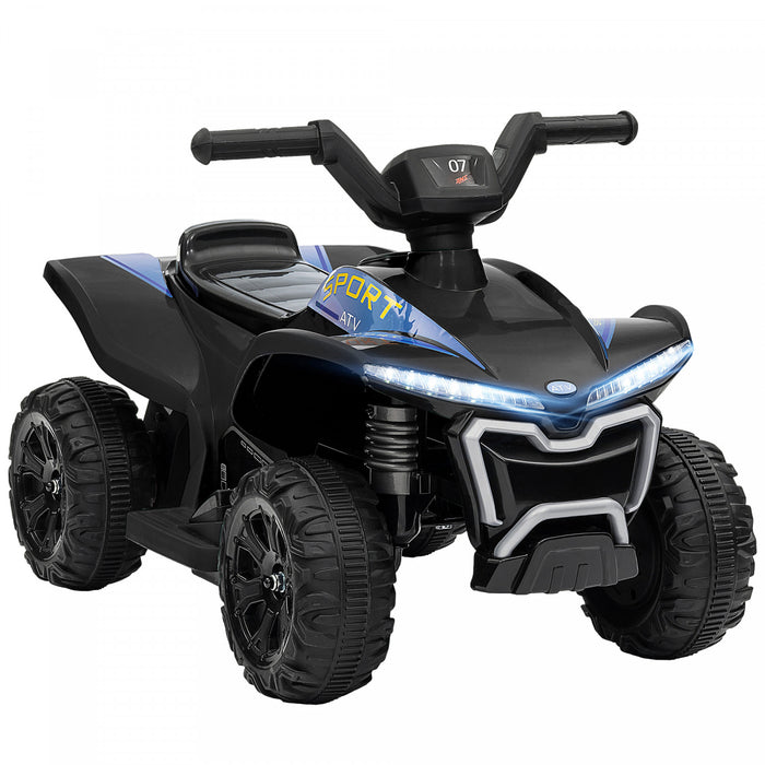 Qaba Kids Atv, 6v Battery Powered Ride-On Electric Vehicle With 1.6mph Max Speed, Headlights, Music, Forward/reverse Switch, 4 Wheeler Ride On Toy For 18-36 Months, Black
