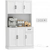 HOMCOM 71\" Pantry Cabinet, Kitchen Cupboard with Charging Station, White