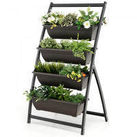 Costway 4 Ft 4-tier Vertical Raised Garden Bed Elevated Planter Box W/4 Container Boxes