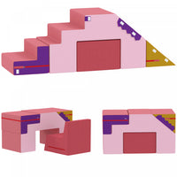 Qaba Climbing Foam Blocks For Toddlers, 2-piece Soft Play Foam Climbing Toys With Detachable Cover, Indoor Climb And Crawl Activity Playset, Pink