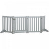 Pawhut Foldable Dog Gate With Door, 4 Panels Freestanding Pet Gate With Support Feet Indoor Playpen For Small Dogs And Below, Grey