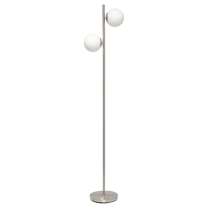 Liam Modern 2 Light Floor Lamp, Brushed Nickel, 66\"H