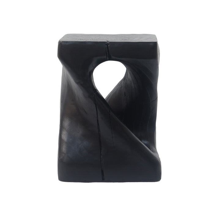 Miro 16\" Modern Twisted Hourglass MGO Accent Table, Faux Wood Grain Indoor Side Table, Black