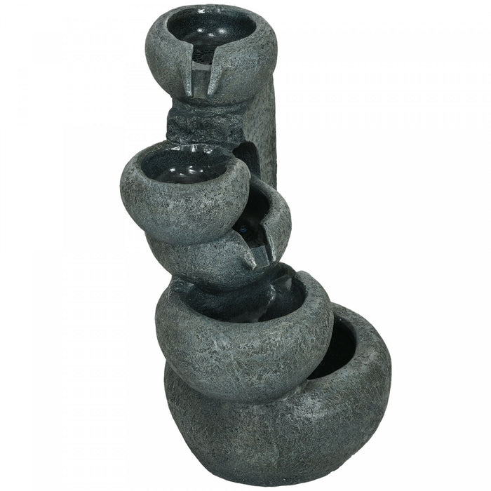 Outsunny 5-tier Bowl Outdoor Fountain W Led Lights Resin Waterfall Fountain