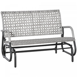 Outsunny 2 Seater Wicker Outdoor Glider Bench, Mixed Grey