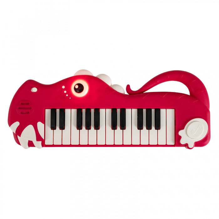 Costway 25-Key Kids Piano Keyboard Dinosaur Shape Toy Digital Piano with Built-in Music & Light Red