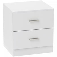 HOMCOM Bedside Table with 2 Drawers, Modern Nightstand for Bedroom, White