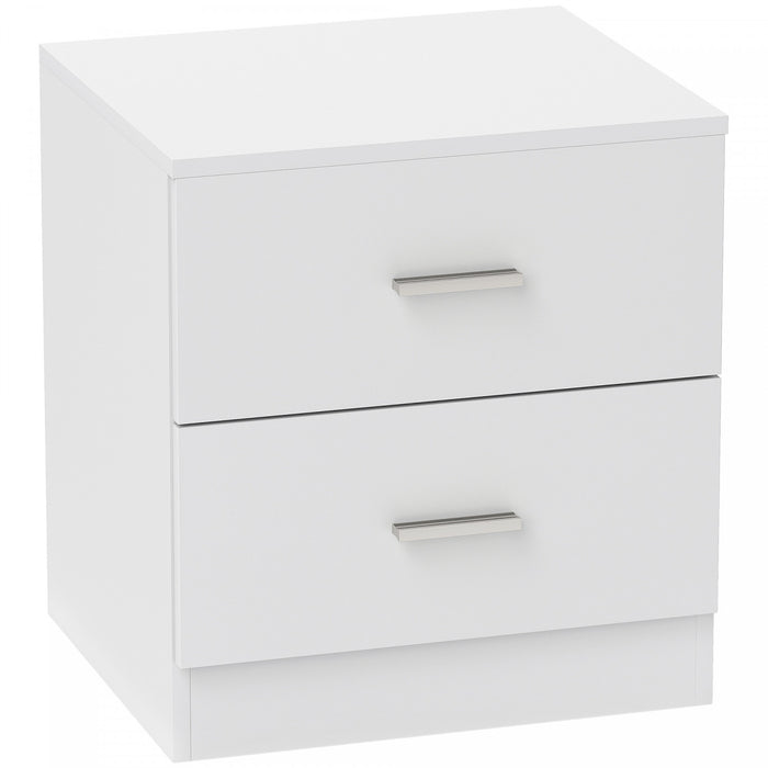 HOMCOM Bedside Table with 2 Drawers, Modern Nightstand for Bedroom, White