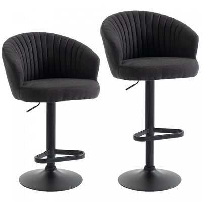 HOMCOM Adjustable Bar Stools Set of 2 with Swivel Seat, ‎Black