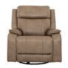 Marlow 37 in. Leather Match Swivel Glider Manual Recliner - Taupe