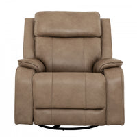 Marlow 37 in. Leather Match Swivel Glider Manual Recliner - Taupe 