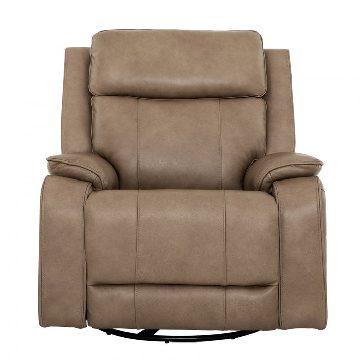 Marlow 37 in. Leather Match Swivel Glider Manual Recliner - Taupe