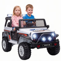 Qaba 2-Seater Ride on Truck Car, 12V Electric Car for Kids with Dual Motors, Remote Control, Soft Start, Four-Wheel Suspension, Max 5MPH, Seat Belt, Lights, Music, USB, Horn, White