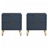 Dumbo Modern 20\" Fluted Nightstand in Midnight Blue (2-Drawer) - Set of 2