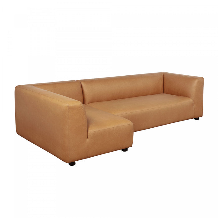 Lukas Contemporary Modern 118\" Left-Facing 2-Piece Sectional Sofa in Camel