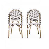 Julien Faux Ratten and Aluminum French Bistro Chairs, Set of 2 - Black and White 
