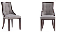 Manhattan Comfort Set of 2 Fifth Avenue Faux Leather Dining Chairs - Grey & Walnut