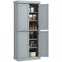 HOMCOM Freestanding 4 Door Kitchen Pantry Cabinet with Shelves Grey