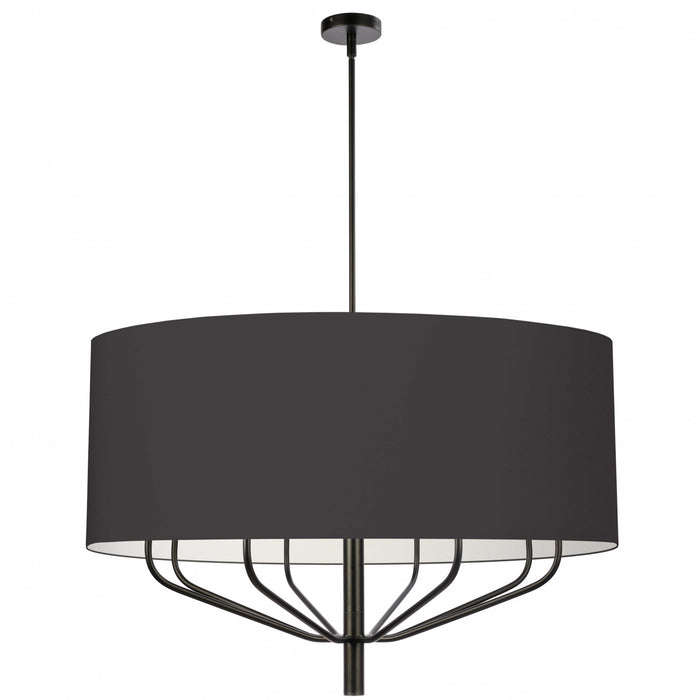 Dainolite Eleanor 8 Light Chandelier Matte Black Black/White Shade Lamp