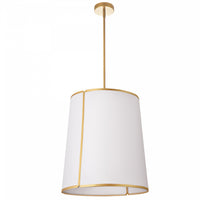 Dainolite Notched Drum 3 Light Notched Pendant Gold Finish White Shade/Diffuser Lamp