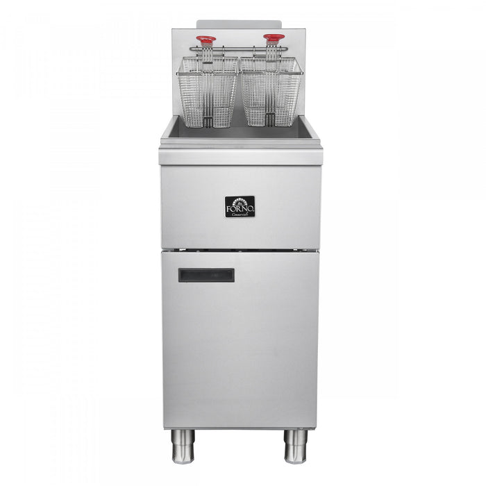 FORNO Commerciale Propane Gas Deep Fryer, 3 Burners 90,000 BTU, 40 lbs Oil Capacity - FCMGF0016