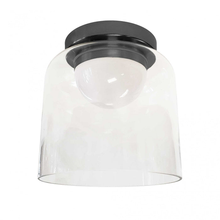 Dainolite Nadine 7\"dia. LED Flush Mount 10w Matte Black Clear Glass Lamp