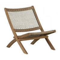 Agave Wood Woven Rope Lounge Chair – Beige/Natural
