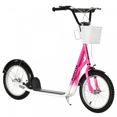 Aosom Kick Scooter For Kids Teen Ride On Children Scooter With Adjustable Handlebar 2 Brakes Basket |Homcom Trottinette Patinette Pour Enfants 5-12 Ans Hauteur Guidon Reglable Frein Av/ar Panier De Ran