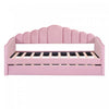 Lily Upholstered Daybed with Trundle and USB Charging Ports,Twin Size,Pink Twin Bed