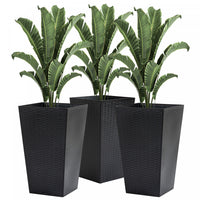 Outsunny Set Of 3 Tall Planters With Drainage Hole, Outdoor & Indoor Flower Pot Set For Front Door,