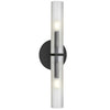 Dainolite Wand 2 Light Wall Sconce Matte Black Frosted Glass Lamp