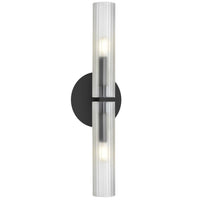 Dainolite Wand 2 Light Wall Sconce Matte Black Frosted Glass Lamp