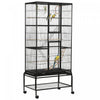 Pawhut 71\" Bird Cage, 3 Tier Large Parrot Cage With Wheels, Perches, Ramp, Storage Shelf, Toys For Canaries, Finches, Cockatiels, Parakeets, Black