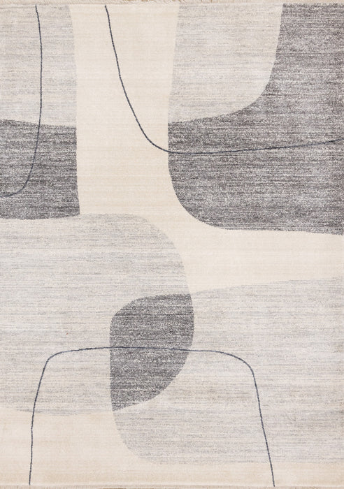 Olivia Grey Black Cream Geometric Rug, 5'3\" x 7'10\" Indoor Area Rug
