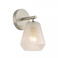 Brooke 1 Light Wall Sconce, Brushed Nickel With Wispy White Glassware Lamp 