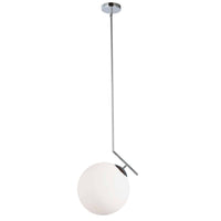 Dainolite Orion 1 Light Pendant Polished Chrome Finish White Glass Lamp