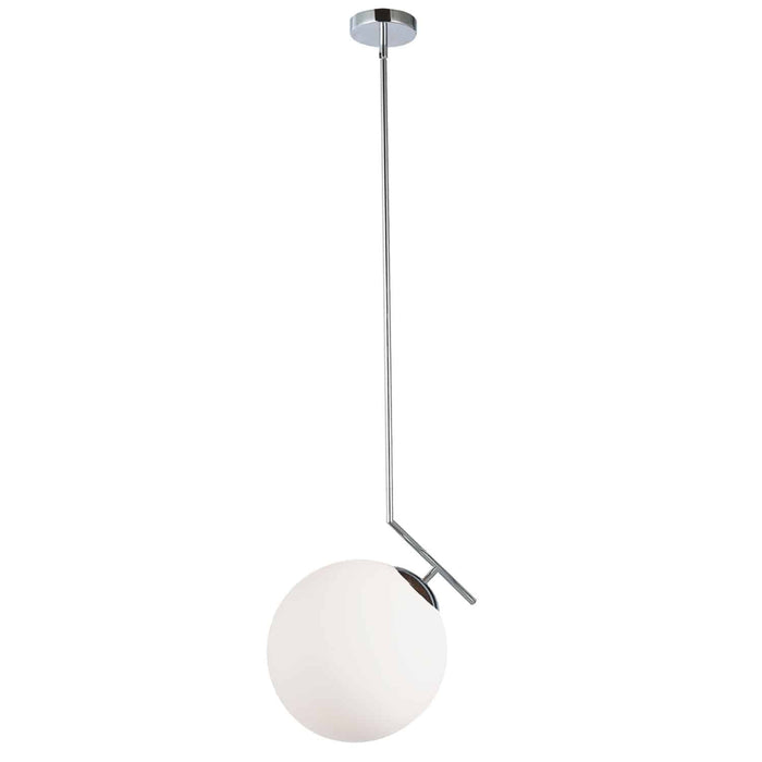 Dainolite Orion 1 Light Pendant Polished Chrome Finish White Glass Lamp