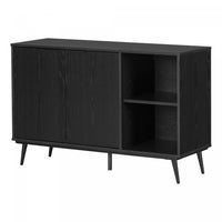 Mezzy 2-door Accent Cabinet With Open Storage - Black Oak 