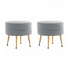 Bailey Mid-Century Modern Upholstered Accent Ottoman in Gray - Set of 2