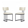 Juno Contemporary Modern Vegan Leather Metal Side Chair in Cream - Set of 2