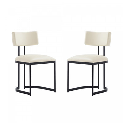Juno Contemporary Modern Vegan Leather Metal Side Chair in Cream - Set of 2 | Chaise laterale contemporaine moderne Juno en cuir vegetalien et metal, creme - Lot de 2