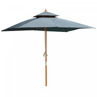Outsunny 10x10ft Square Patio Umbrella Wooden Garden Market Parasol