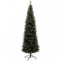 HOMCOM 7.5ft Artificial Pencil Christmas Tree w/ 980 Branches, Metal Base