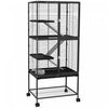 Pawhut Small Animal Cage With Wheels, Pet Playpen For Rat, Kitten, Ferrets, Chinchillas With Bottom Storage Shelf, Removable Tray, Ramp, 24.2\" X 17.9\" X 53.5\", Dark Grey